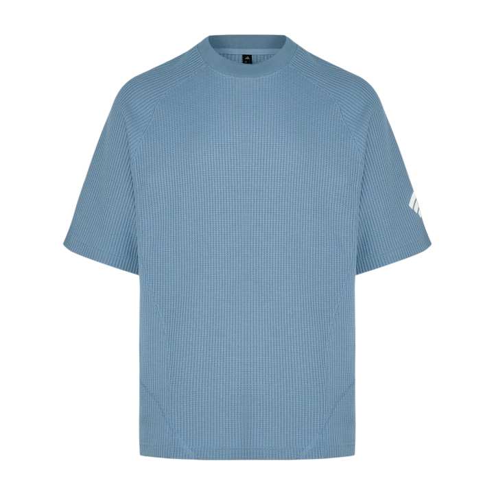 Adidas Adidas FOS T Shirts Men's Texture Blue Crew Neck Moderate