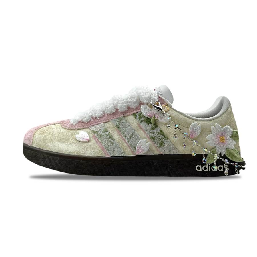 Adidas Adidas VL COURT 2.0 Peach Blossom Leather Abrasion Resistant Slip Resistant Low top Skateboard Shoes Unisex Pink Yellow