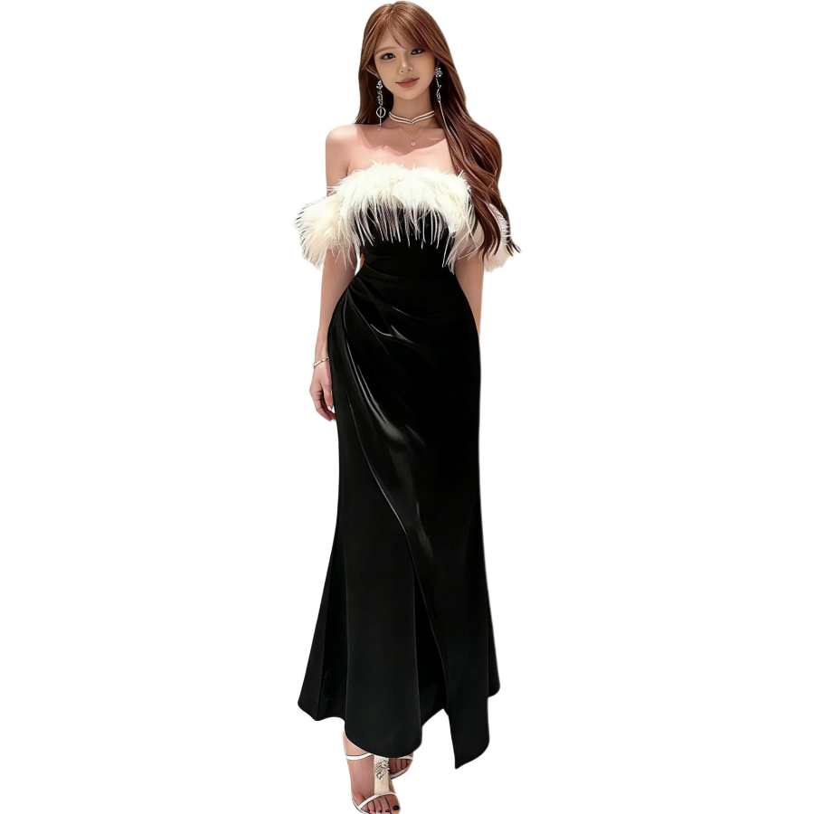 JBBCN Sleeveless Dresses Women's Black Boat Neck Thin Long
