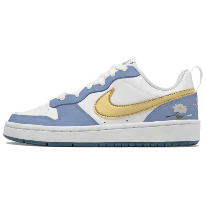 Nike Nike Court Borough 2 Light Blue Daisy Artificial Leather Lightweight Low top Casual Shoes Unisex