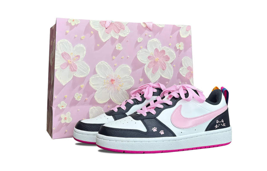 Nike Nike Court Borough Heartbeat Pink Trace Leather Lightweight Cushioning Slip Resistant Low top Skateboard Shoes