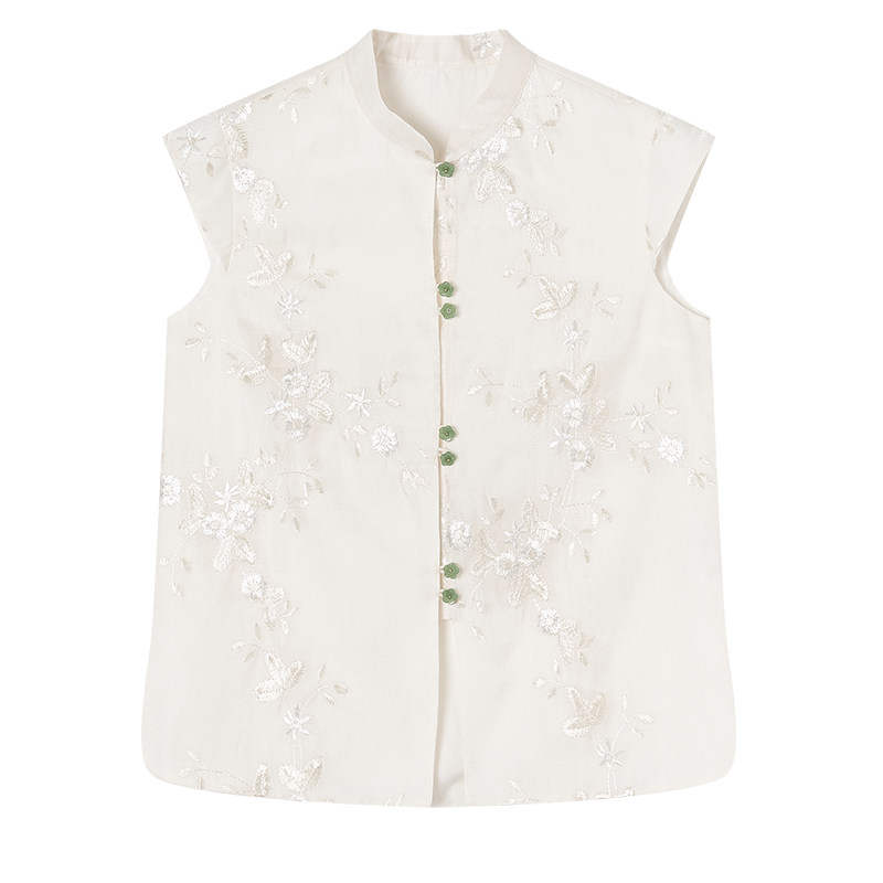 XIANGYING Shirts Women's White Stand Collar Thin Shirt