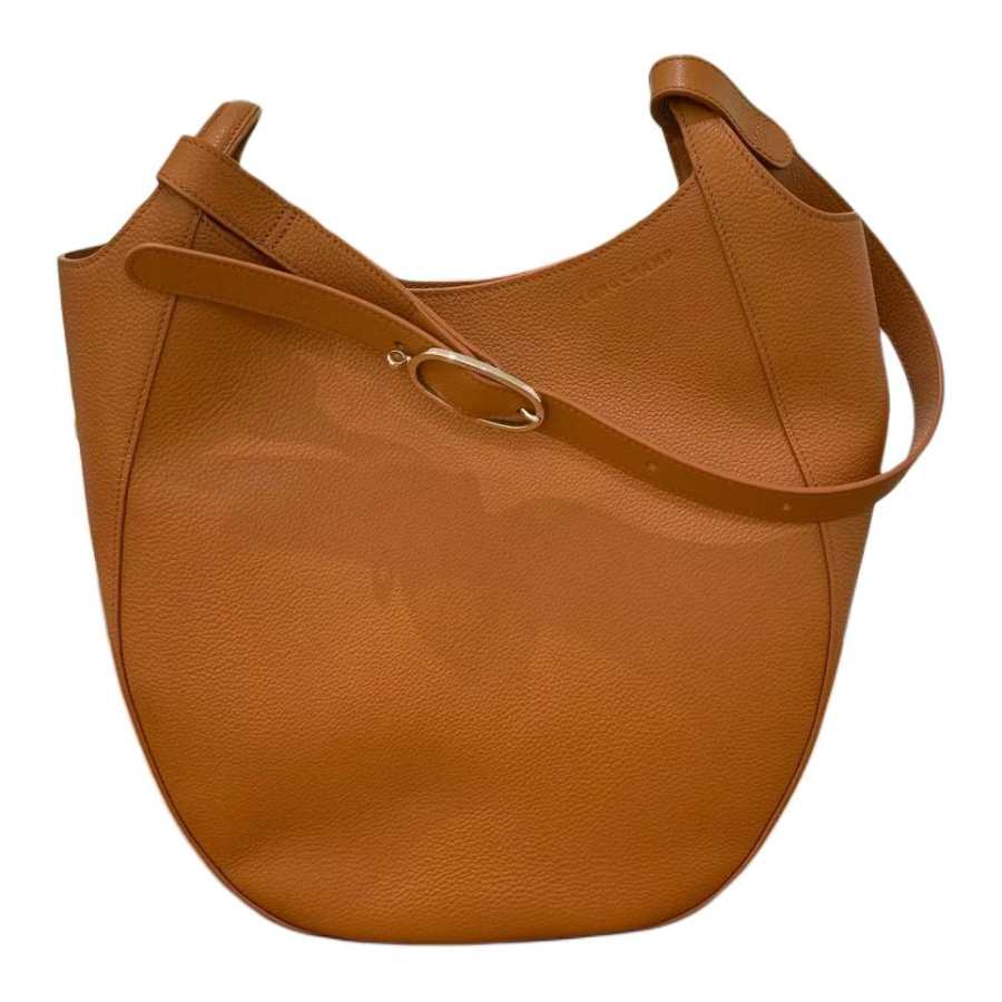 LONGCHAMP Le Foulonné Cow Leather Shoulder Bag, Crossbody Bag Small Women's Amber