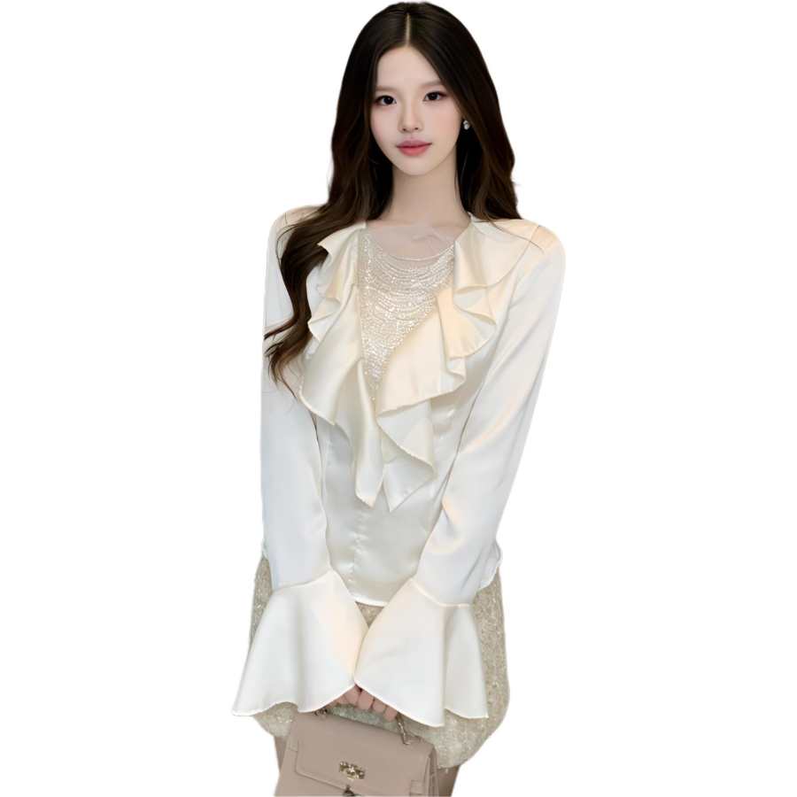 JBBCN Shirts Women's Champagne Ruffle Collar Moderate Shirt