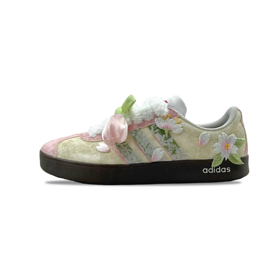 Adidas Adidas VL COURT 2.0 Peach Cherry Leather Abrasion Resistant Slip Resistant Low top Skateboard Shoes Unisex Pink Yellow