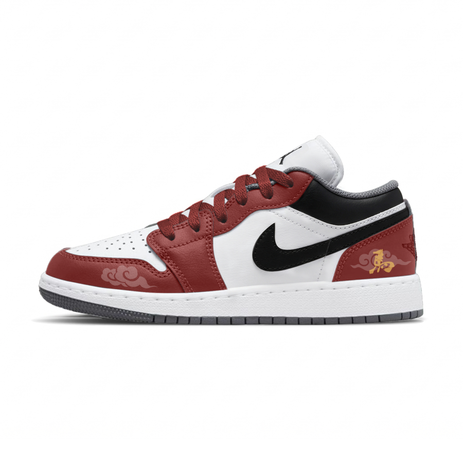 Jordan Jordan Air Jordan 1 Swift Shadow Red Cloud Low top Children's Basketball Shoes Black Red Unisex
