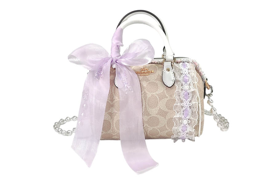 COACH Artificial Leather Crossbody Bag, Handbag Small Women's Vanilla White