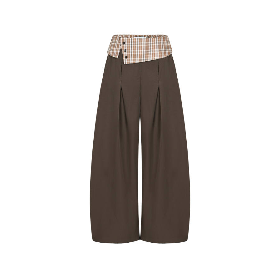 Umoumo Jeans Women's Brown Moderate Wide Leg Pants