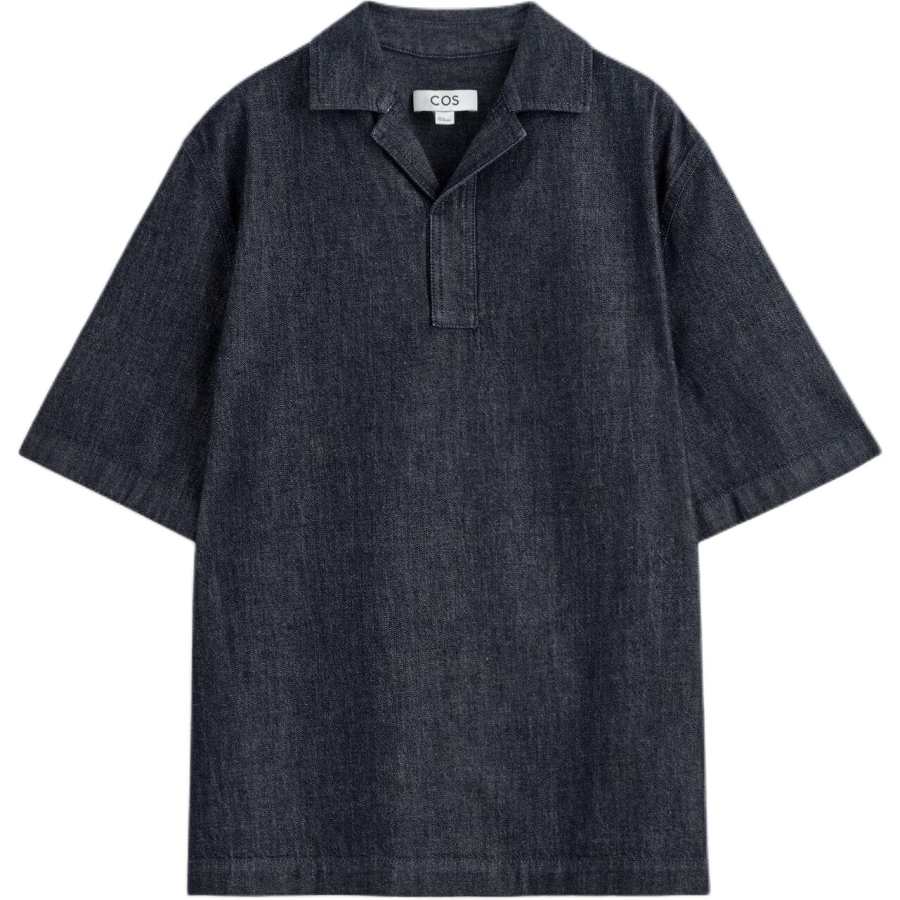 COS Shirts Men's Indigo Polo Collar Moderate Denim