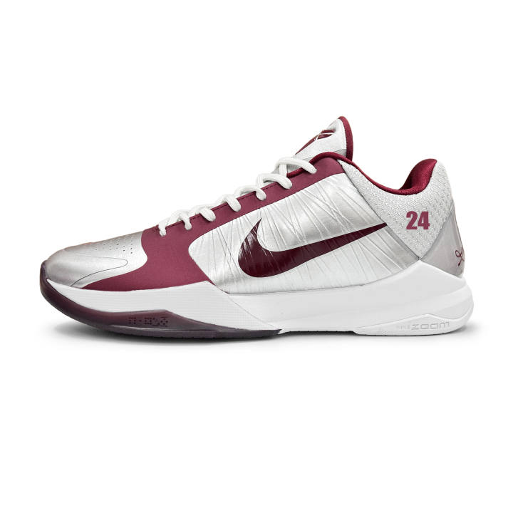 Nike Nike Zoom Kobe 5 Protro Lower Merion Aces Away Cushioning Slip Resistant Low top Basketball Shoes Men's Silver Red