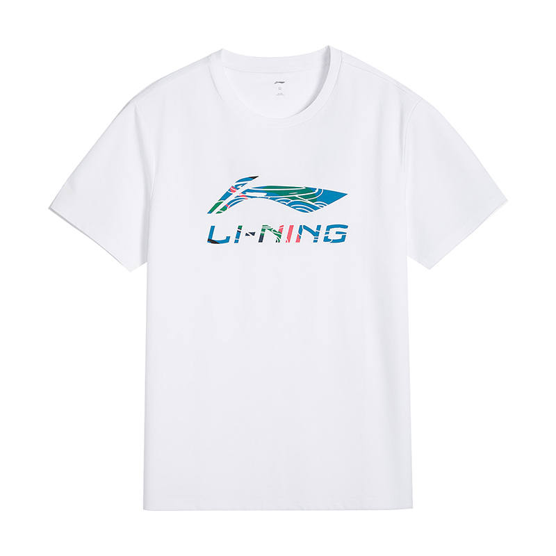 Li-Ning Li Ning T Shirts Unisex White Crew Neck Moderate
