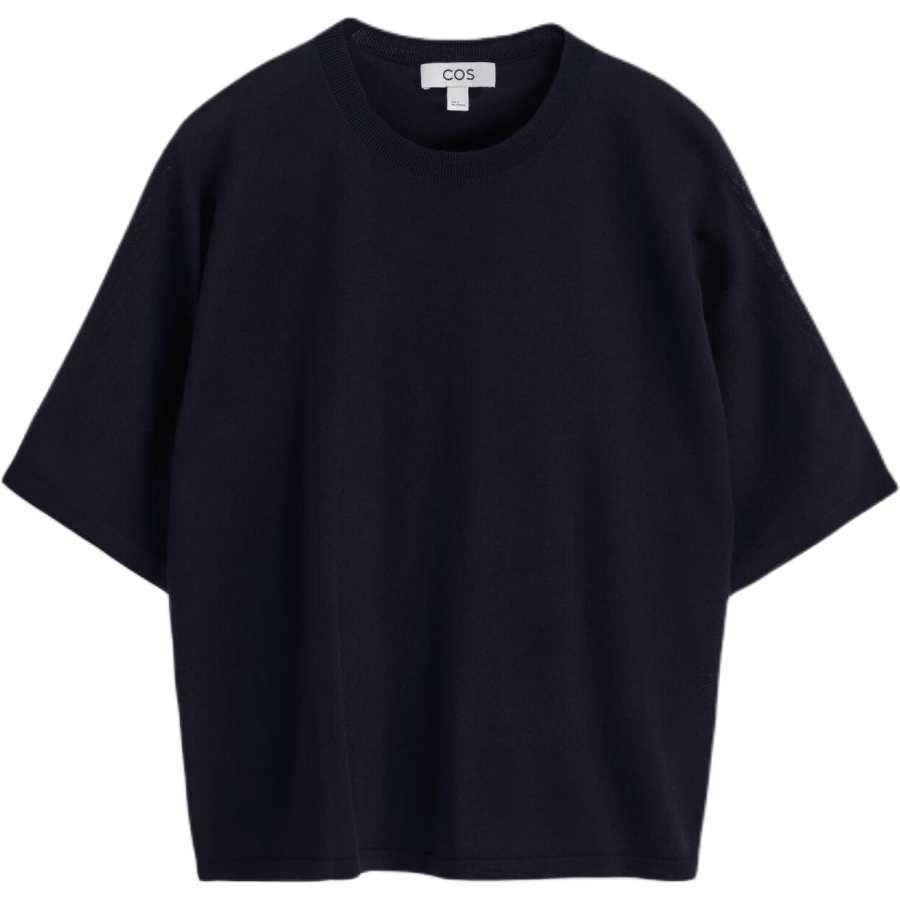COS T Shirts Women's Navy Blue Crew Neck