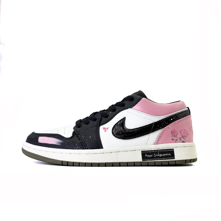 Jordan Jordan Air Jordan 1 Rose's Sweet Words Synthetic Leather Slip Resistant Abrasion Resistant Low top