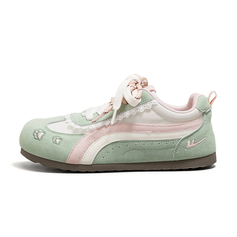 Warrior Abrasion Resistant Lightweight Breathable Low top Skateboard Shoes Women's Green Beige Pink