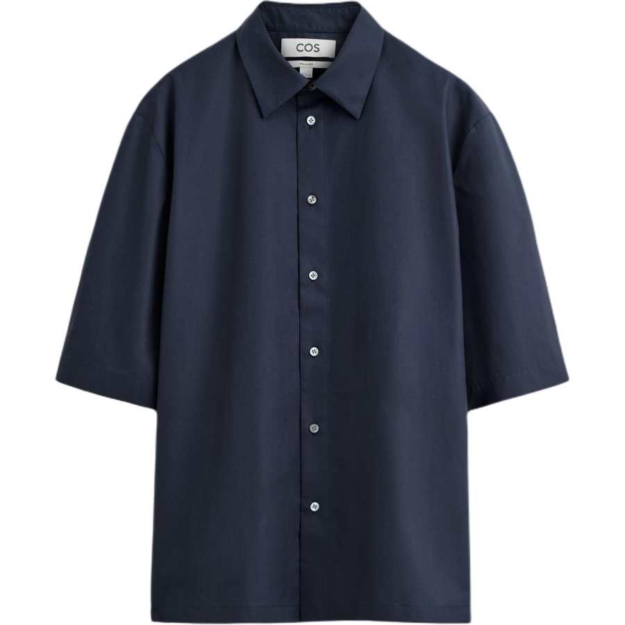 COS COS Shirts Men's Navy Blue Pointed Collar Moderate