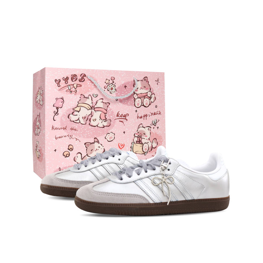 Adidas Originals SAMBA OG Moonlight Ballet Abrasion Resistant Lightweight Low top Skateboard Shoes Unisex Silver
