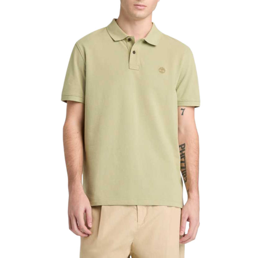 Timberland Polo Shirts Men's Gray Green Polo Collar Moderate