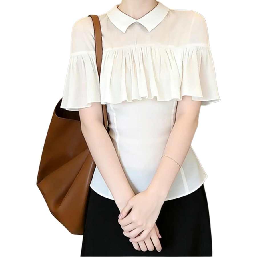 JBBCN JBBCN Shirts Women's White Lapel Thin Shirt