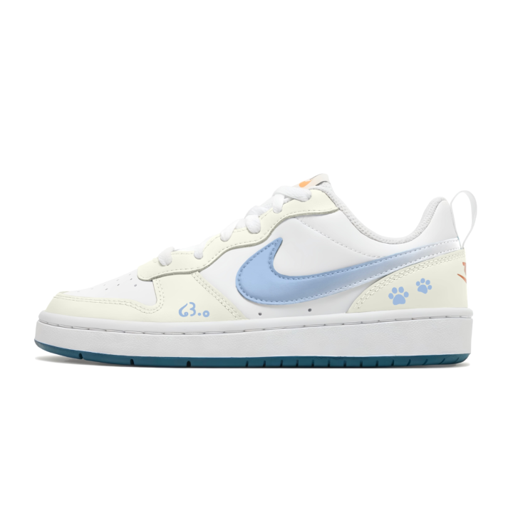 Nike Nike Court Borough 2 Cat Paw Cloud White Leather Lightweight Breathable Low top Skateboard Shoes Unisex
