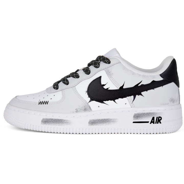 Nike Nike Air Force 1 White Air Force 1, Ink Splatter Minimalist Style Abrasion Resistant Low top Skateboard Shoes Unisex