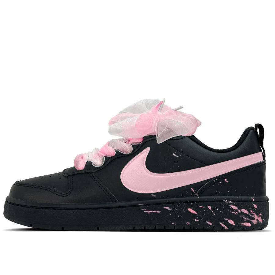 Nike Nike Court Borough Pink Yarn Dream Leather Low top Kids' Skateboarding Shoes Black Teenagers