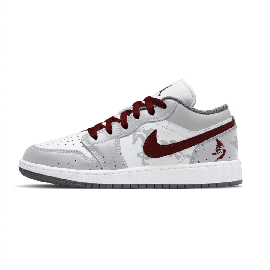 Jordan Jordan Air Jordan 1 Ink Splatter Nuba Low top Children's Basketball Shoes Gray Unisex