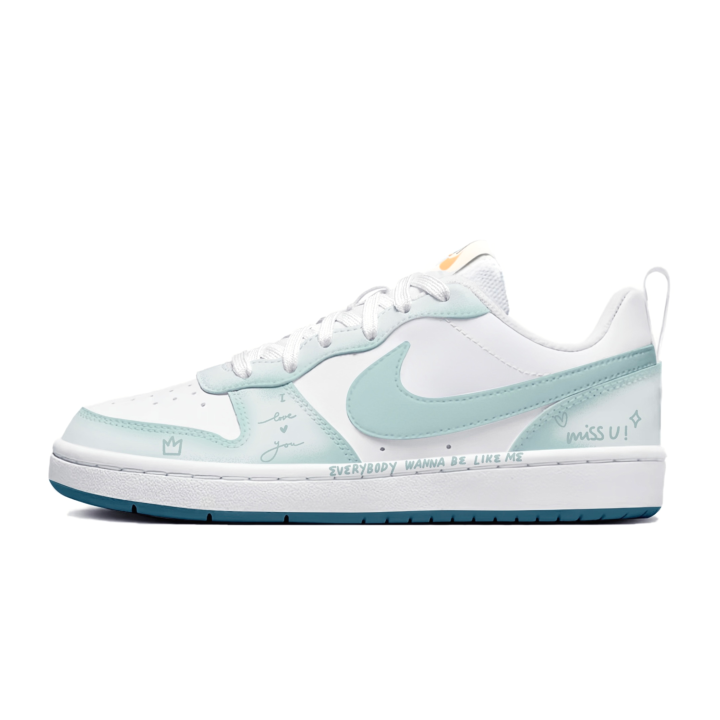 Nike Nike Court Borough 2 Mint Love Letter Leather Lightweight Breathable Low top Skateboard Shoes Unisex