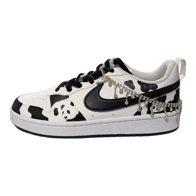 Nike Nike Court Borough Panda Overture Synthetic Leather Low top Kids' Skateboarding Shoes Black White