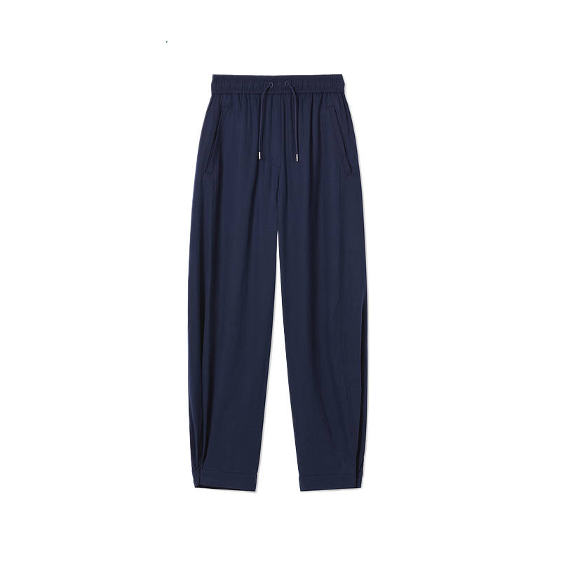 LACOSTE Casual Pants Women's Navy Blue Moderate Straight Fit Pants