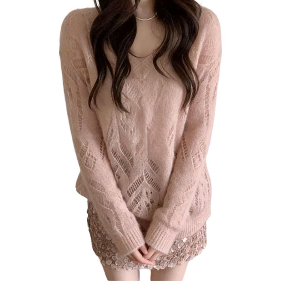 JBBCN Knitwear Women's Pink V Neck Moderate