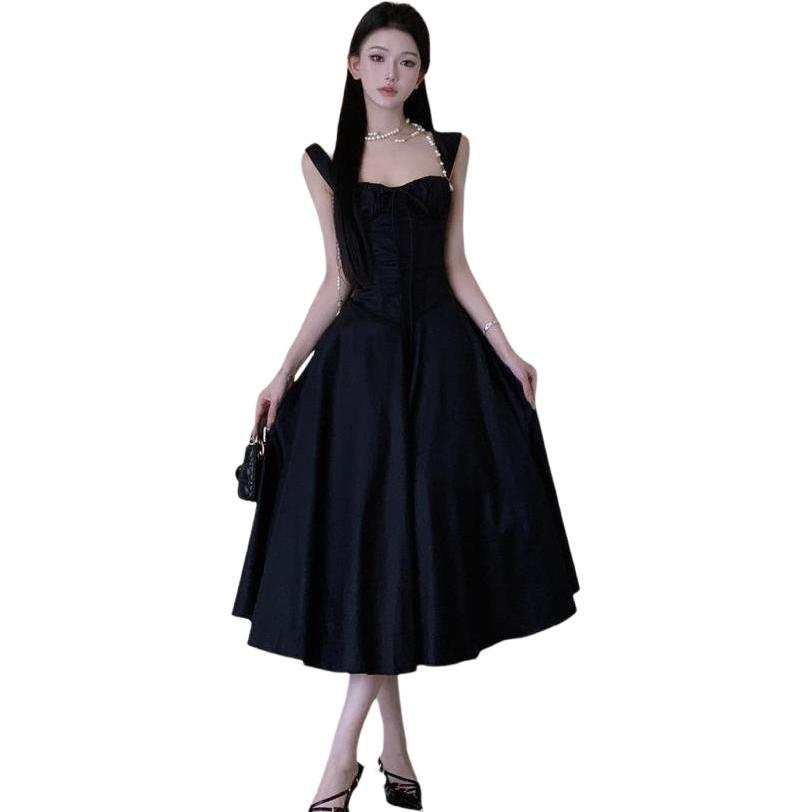 JBBCN Sleeveless Dresses Women's Black Boat Neck Thin Mid Length
