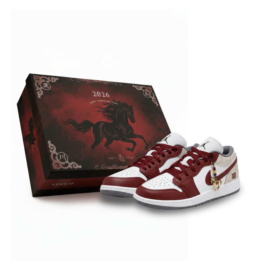Jordan Jordan Air Jordan 1 Bing Wu Jin Jun Low top Children's Basketball Shoes White Red Unisex