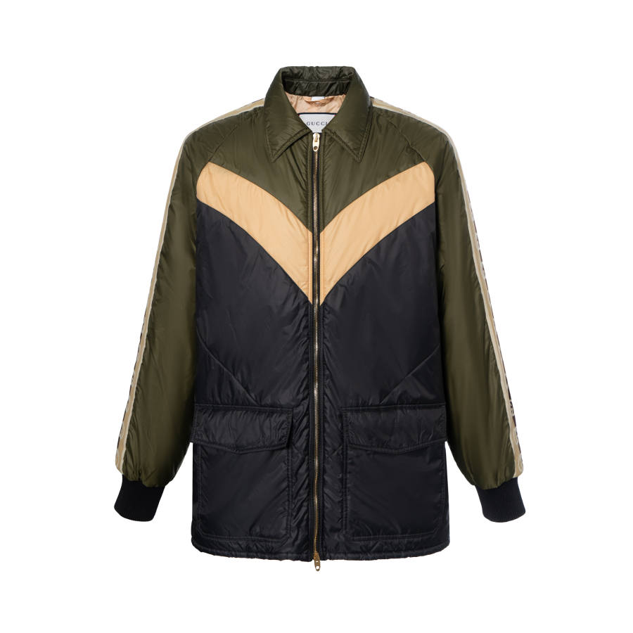GUCCI Jackets Men's Army Green Lapel Moderate