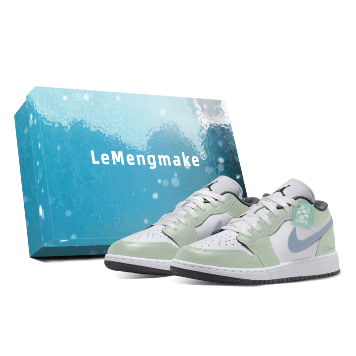 Jordan Jordan Air Jordan 1 Spring Messenger Low top Children's Basketball Shoes Light Green Unisex
