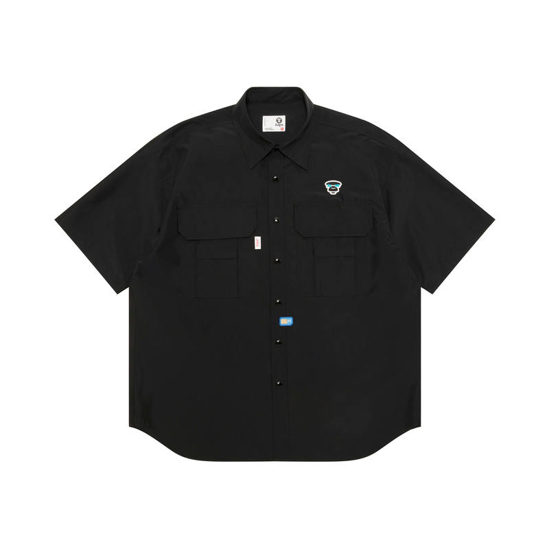 Aape Shirts Men's Black BKX Lapel Moderate Shirt