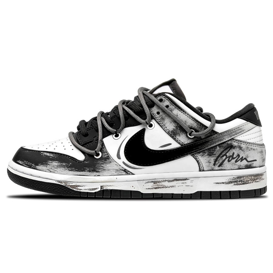 Nike Nike Dunk Finish Line Leather Slip Resistant Cushioning Abrasion Resistant Low top Skateboard Shoes Unisex Black White