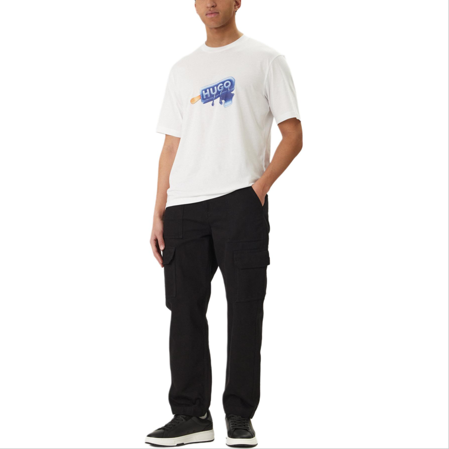 HUGO BOSS T Shirts Men's White Crew Neck Moderate Straight Fit