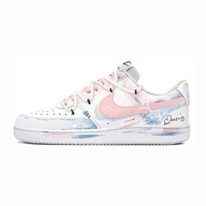 Nike Nike Court Vision 1 Cherry Blossom Star River Abrasion Resistant Low top Skateboard Shoes Unisex Pink