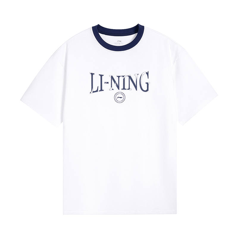 Li-Ning Li Ning T Shirts Unisex Ivory Crew Neck