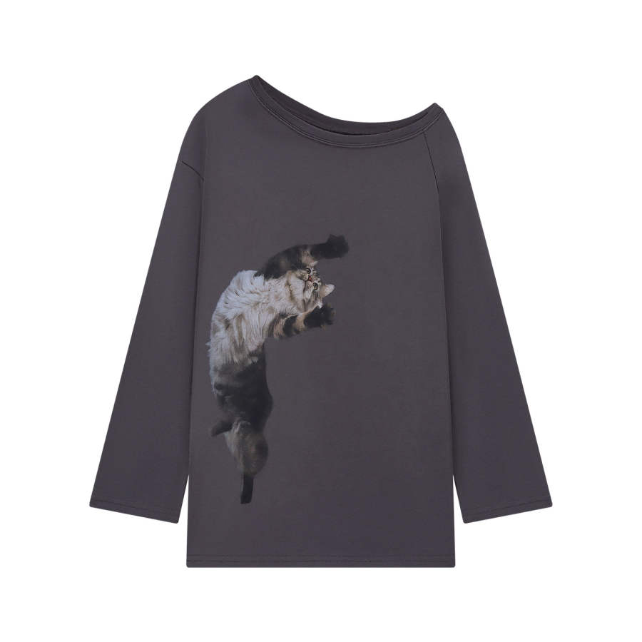 JBBCN T Shirts Women's Dark Gray Boat Neck Moderate Straight Fit