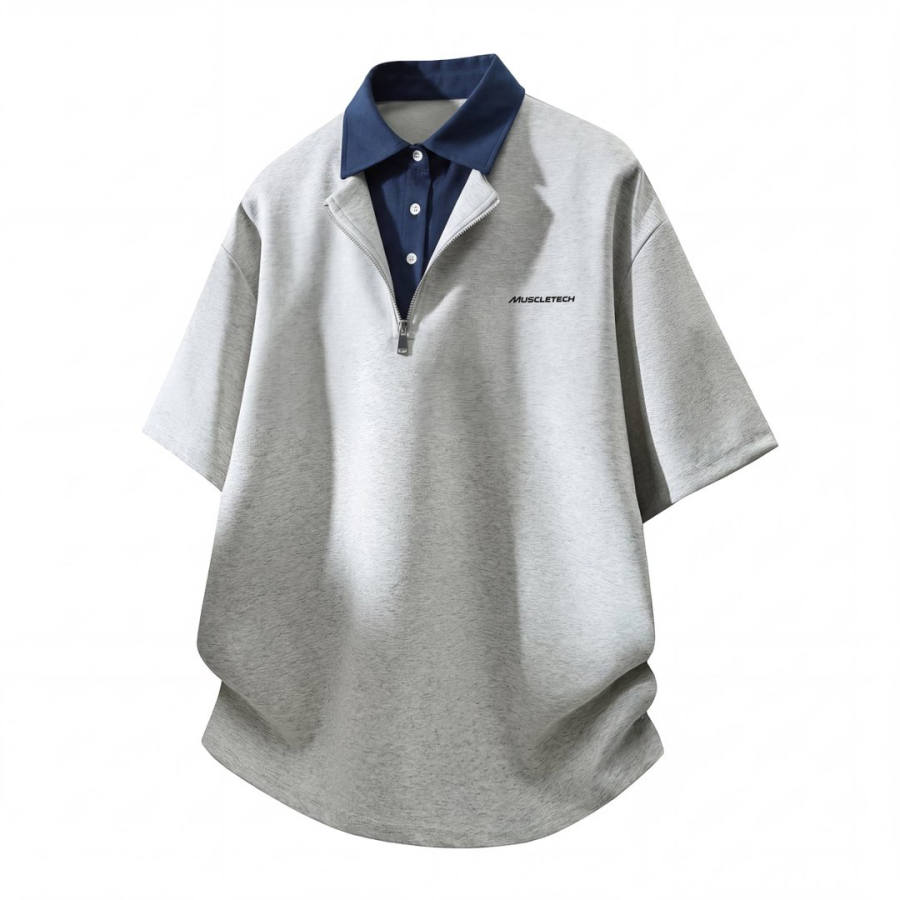 MUSCLETECH Polo Shirts Unisex Polo Collar Moderate Mock Two Piece