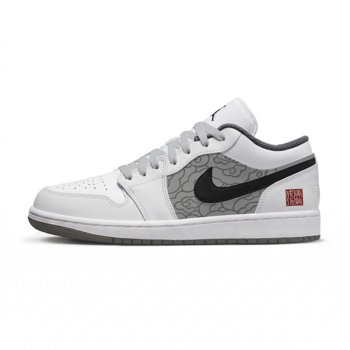 Jordan Jordan Air Jordan 1 White Horse Soaring In The Clouds Slip Resistant Abrasion Resistant Low top