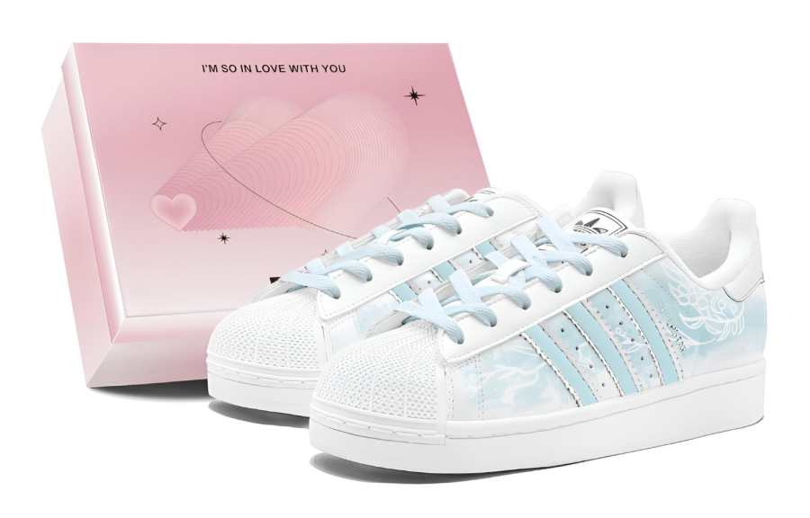 Adidas Originals Superstar 2 Spring Renewal, Couple's, Cyan Floral, Chinese Fashion Trend, Blended Low top