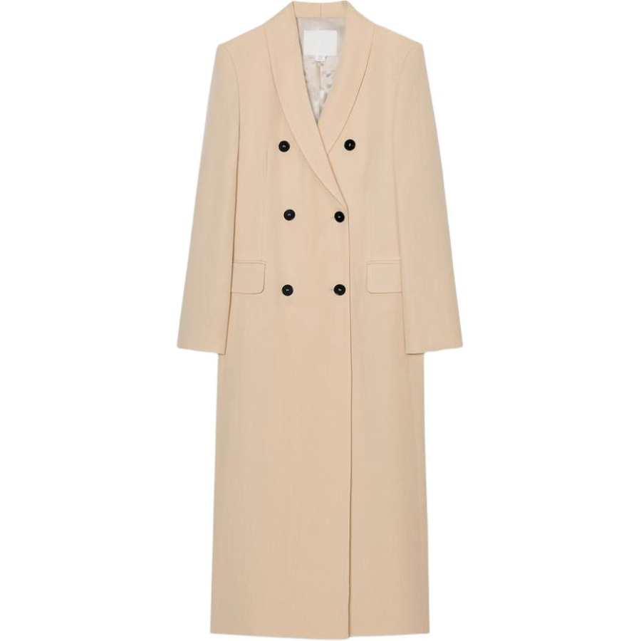 ZARA ZW Coats Unisex Beige Lapel Moderate