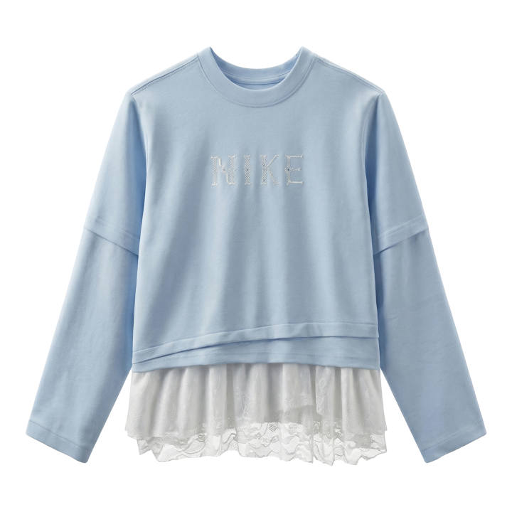Nike Nike T Shirts Women's White Blue Crew Neck Thin Mock Two Piece