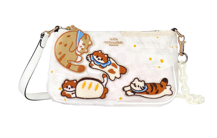 COACH Nolita Artificial Leather Shoulder Bag Small Women's Orange White Cat