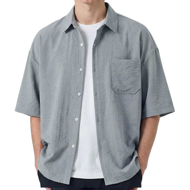 Tonlion Shirts Unisex Lapel Moderate Denim