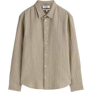 COS Shirts Men's Beige/Stripes Lapel Moderate