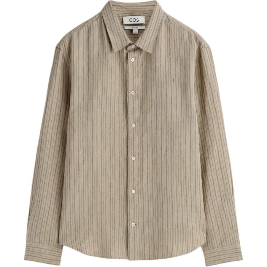 COS COS Shirts Men's Beige/Stripes Lapel Moderate