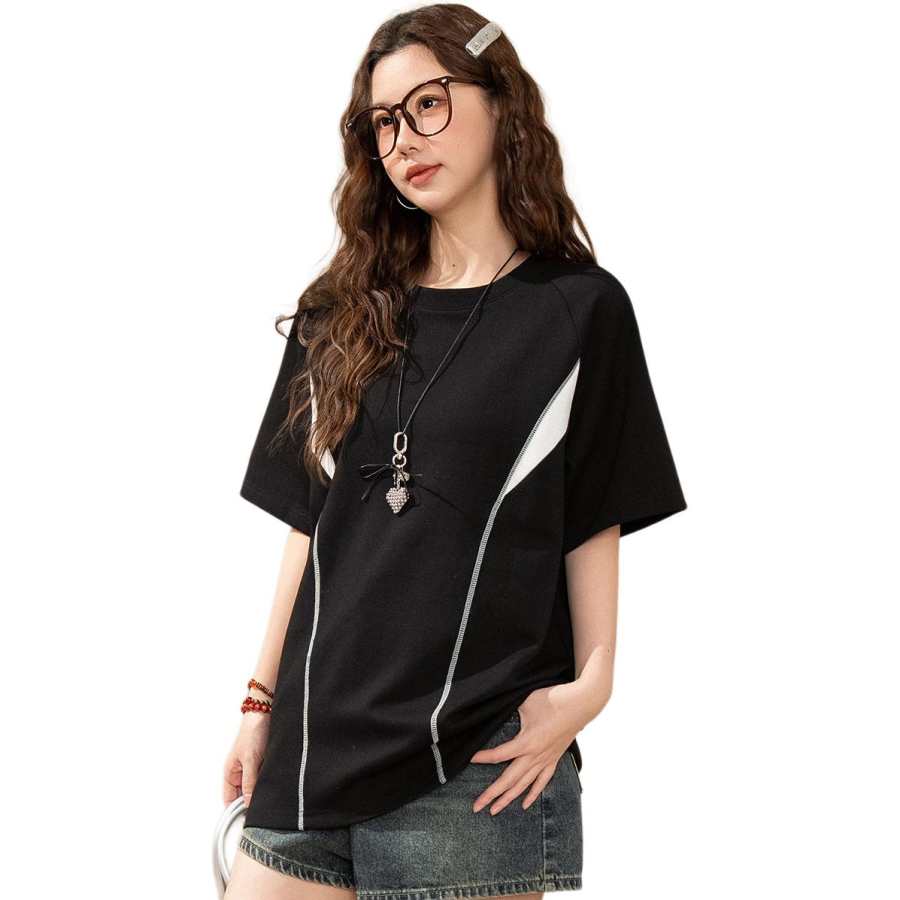 BALENO T Shirts Women's Black Crew Neck Moderate